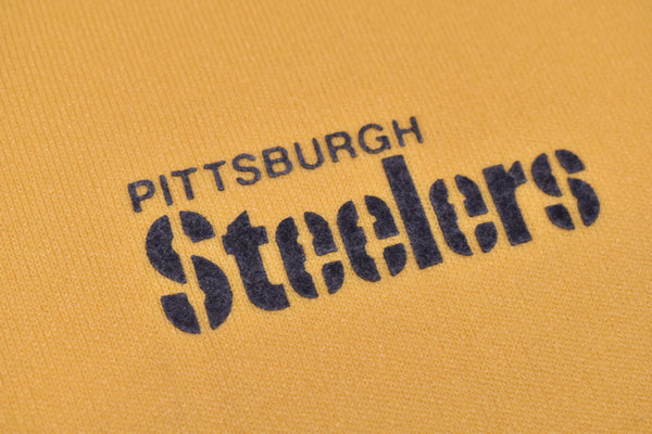 Vintage 70s Pittsburgh Steelers Felt Print Polo Shirt Size Medium