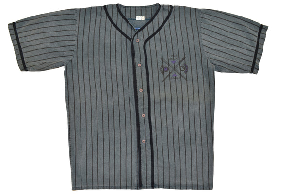 Vintage 90s Red Eraser Striped Baseball Jersey Size Large