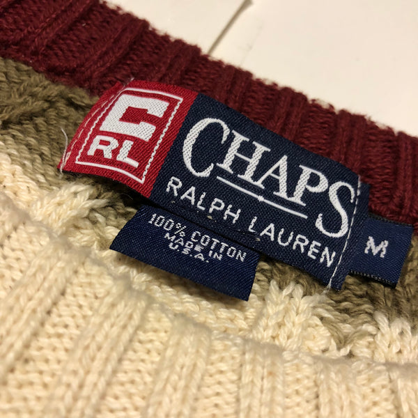 Vintage 90s Chaps Ralph Lauren Made In USA Knit Sweater Size Medium