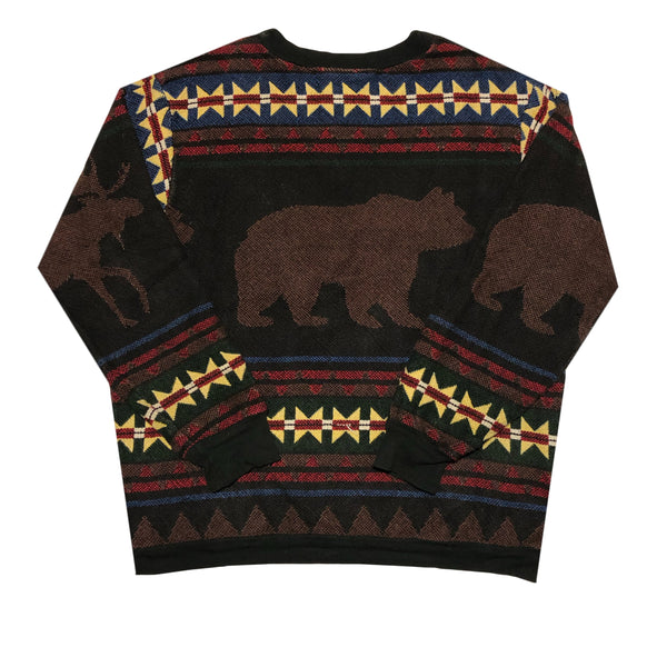 Vintage 90s Wildlife Aztec Print Made In USA Knit Sweater | Beyond 94