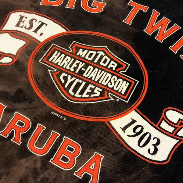 1997 Harley Davidson 1/1 Bleach Dyed Single Stitch Shirt Size X-Large