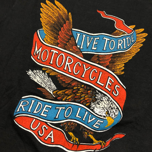 Vintage 80s DS Harley Davidson Live To Ride Single Stitch Shirt Size Medium