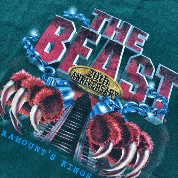 1999 Paramount's King Island The Beast Roller Coaster Single Stitch Shirt Size X-Large