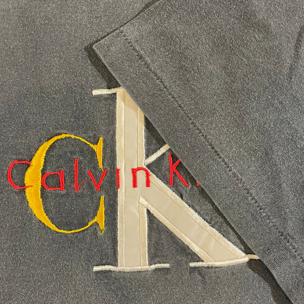 Vintage 90s Calvin Klein Embroidered Bootleg Single Stitch Shirt Size X-Large
