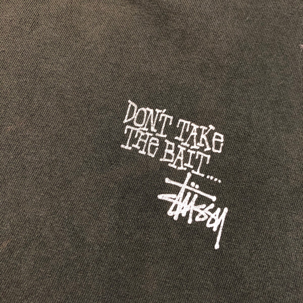 Vintage 90s OG Stussy Don't Take The Bait Fish Single Stitch Shirt Size X-Large