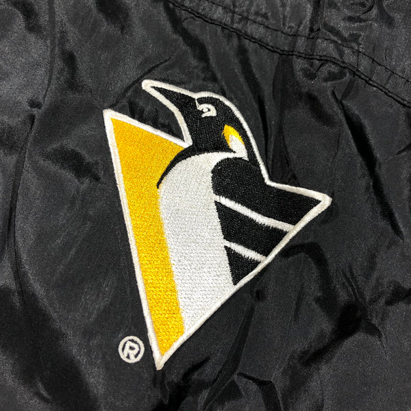 Vintage 90s Pittsburgh Penguins Sleeve Spell Out Starter Windbreaker Jacket Size Large