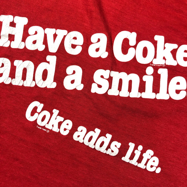 Vintage 70s Have A Coke & A Smile Square Tag 50/50 Blend Single Stitch Shirt Size Medium