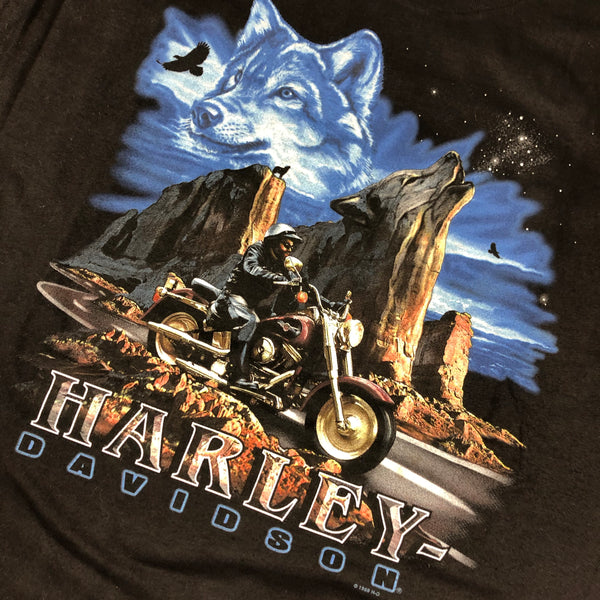 1998 DS Harley Davidson Riding Wolf Shirt Size X-Large