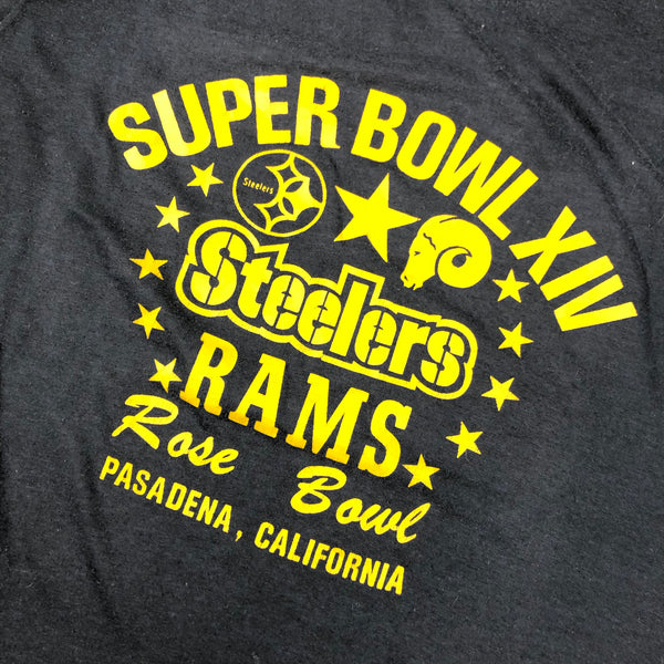 1980 Pittsburgh Steelers Los Angeles Rams Super Bowl 14 50/50 Blend Single Stitch Shirt Size X-Large