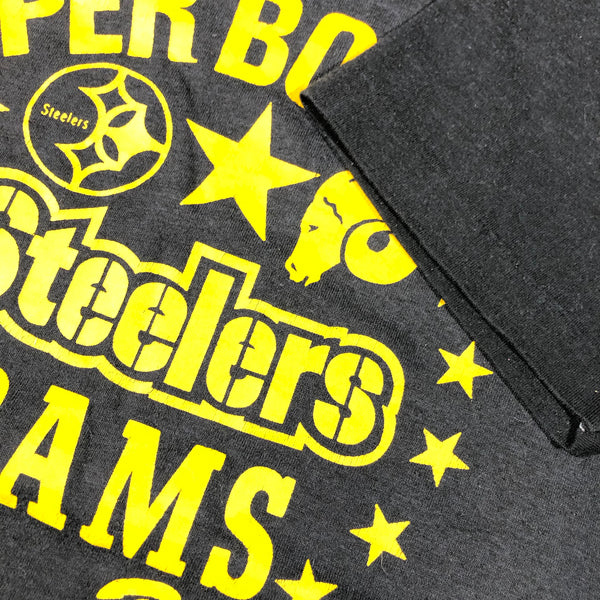 1980 Pittsburgh Steelers Los Angeles Rams Super Bowl 14 50/50 Blend Single Stitch Shirt Size X-Large