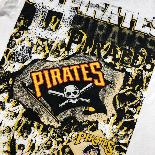 Vintage 90s Go Pirates Mega Print Single Stitch Shirt Size Medium