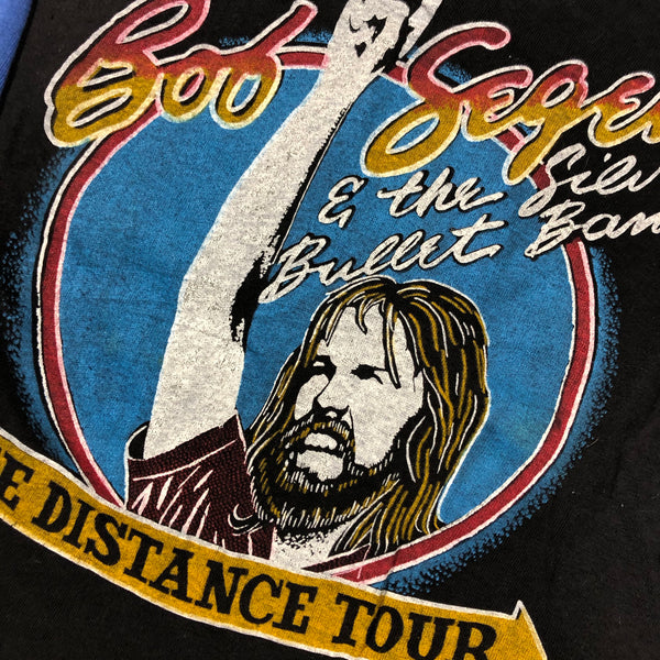 Vintage 80s Bob Seger & The Silver Bullet Band The Distance Tour Raglan Shirt Size Medium