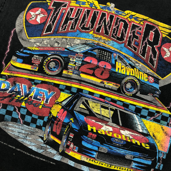 Vintage 90s Davey Allison Black Thunder Distressed Single Stitch Shirt Size Large