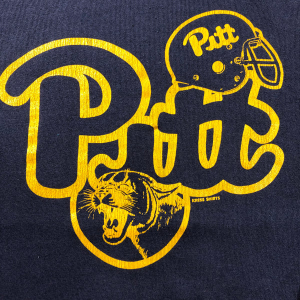 Vintage 80s Pitt Panthers Script Russell Athletic 50/50 Blend Hoodie Size Medium