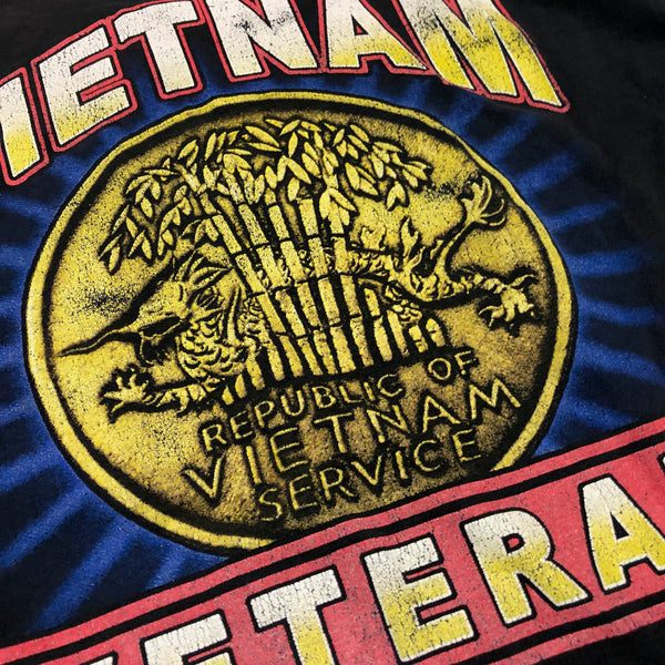 Vintage 90s Vietnam Veteran Shirt Black Size Medium - Beyond 94