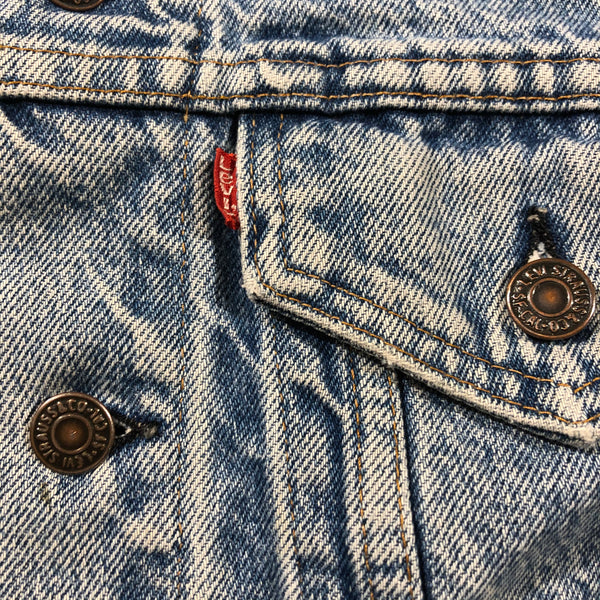 Vintage 80s Levis Distressed Denim Jean Jacket Size Small