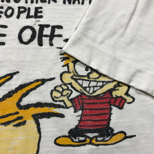 Vintage 90s Calvin & Hobbs Piss Me Off Distressed Single Stitch Shirt Size X-Large