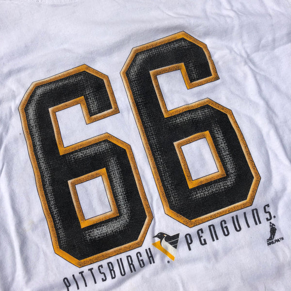 Vintage 90s Pittsburgh Penguins Mario Lemieux Shirt White Size X-Large - Beyond 94