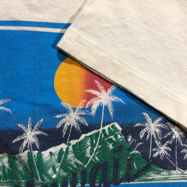 Vintage 80s Hawaii Sunset Palm Trees Happy Single Stitch Shirt Size Medium