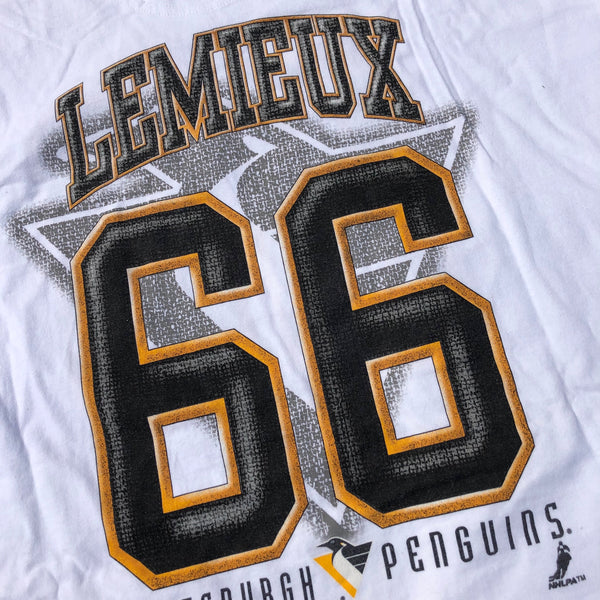 Vintage 90s Pittsburgh Penguins Mario Lemieux Shirt White Size X-Large - Beyond 94