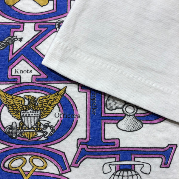 Vintage 90s Coast Guard Alphabet Military Single Stitch Shirt Size Large