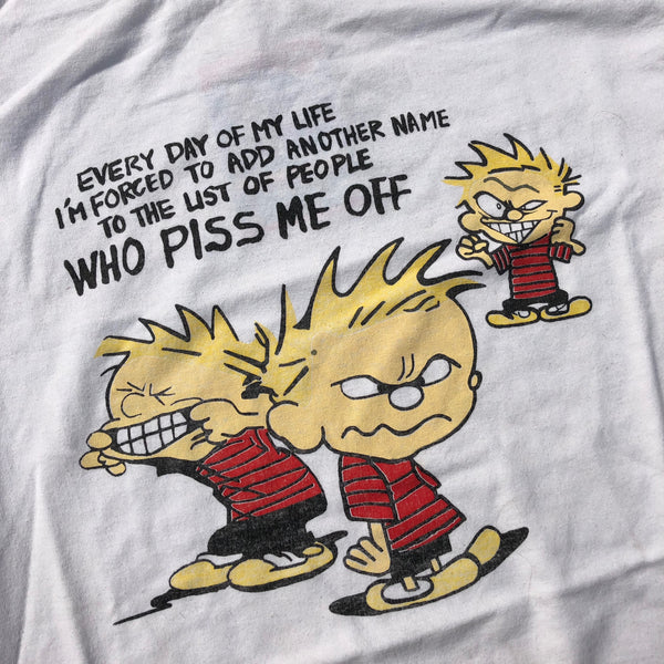Calvin and Hobbes Piss Me Off Shirt White Size Small - Beyond 94