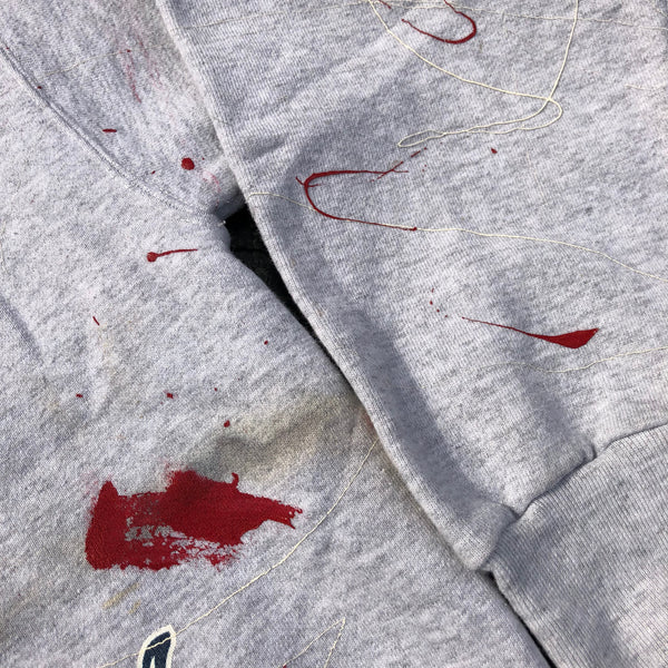 Custom 1/1 Paint Splatter Vintage Notre Dame Sweatshirt Grey Size Large - Beyond 94