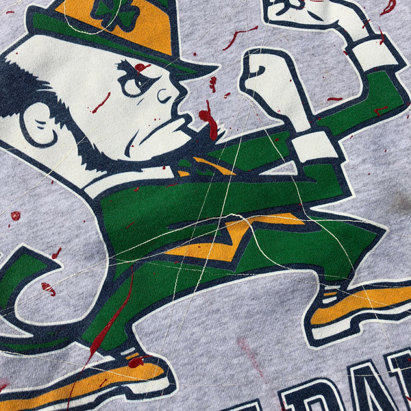 Custom 1/1 Paint Splatter Vintage Notre Dame Sweatshirt Grey Size Large - Beyond 94