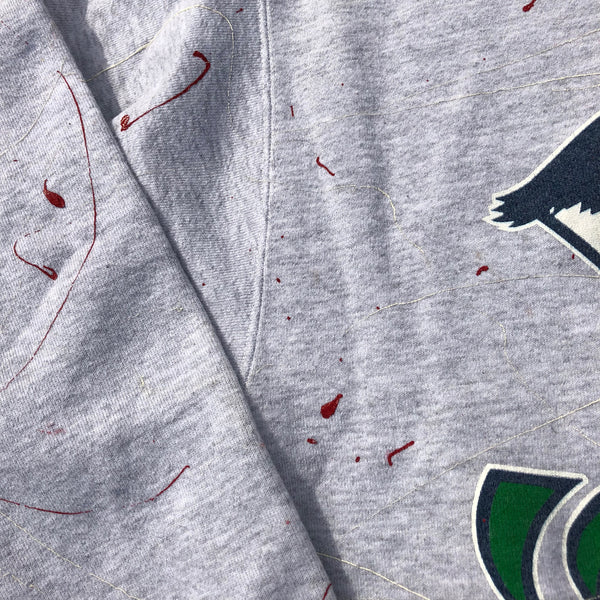 Custom 1/1 Paint Splatter Vintage Notre Dame Sweatshirt Grey Size Large - Beyond 94