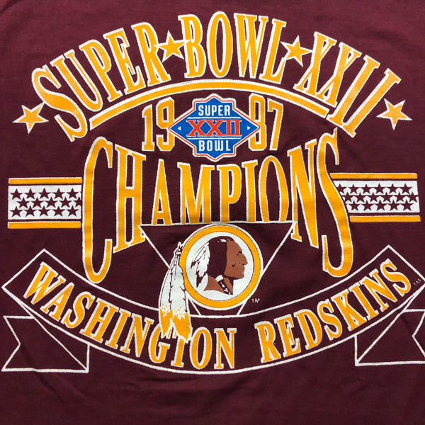 1987 Washington Redskins Super Bowl 22 Champions 50/50 Blend Single Stitch Shirt Size Large