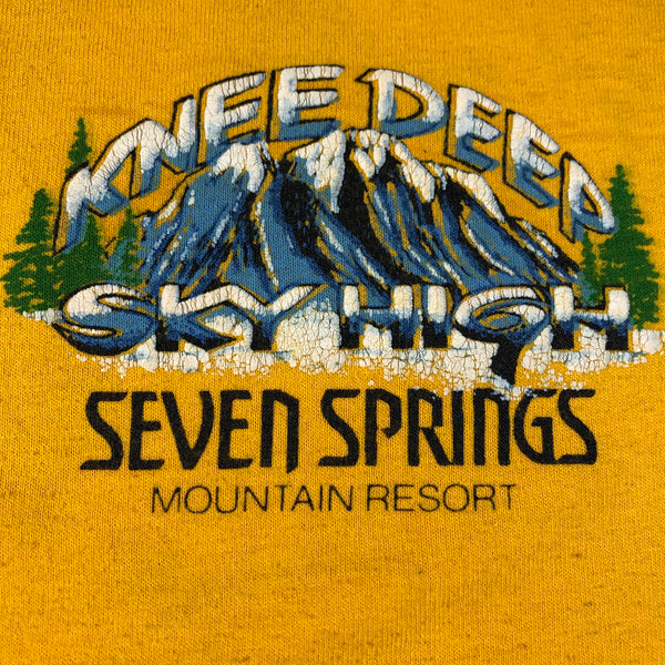 Vintage 80s Seven Springs Knee Deep Sky High 50/50 Blend Single Stitch Shirt Size X-Large