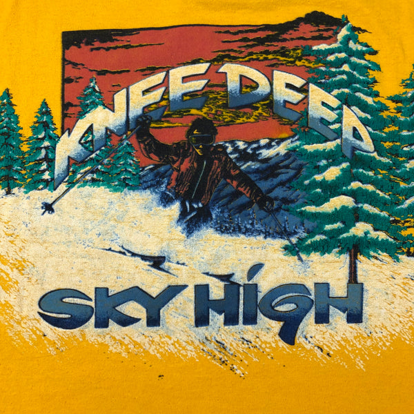 Vintage 80s Seven Springs Knee Deep Sky High 50/50 Blend Single Stitch Shirt Size X-Large