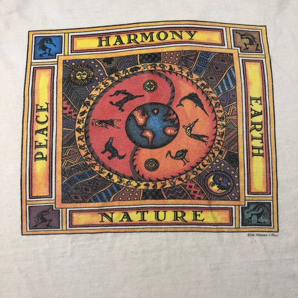 1994 Humanitees Harmony Peace Nature Earth Single Stitch Shirt Size X-Large