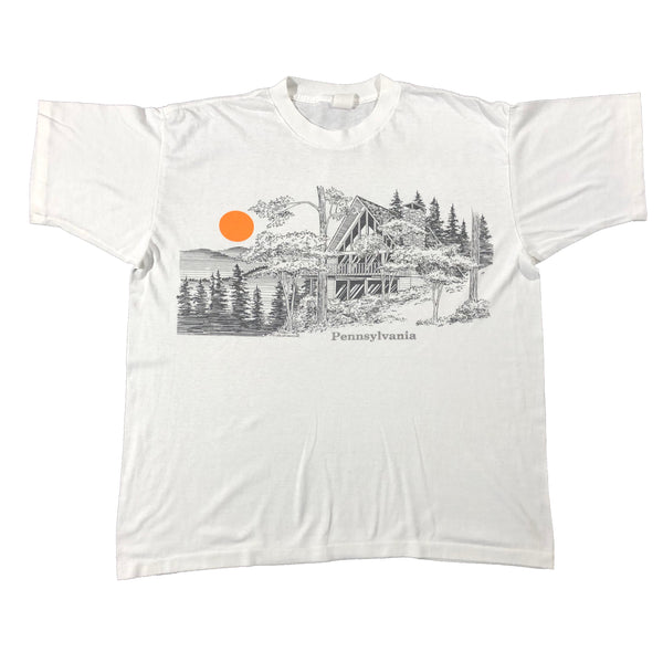 Vintage 1990 Pennsylvania Log Cabin Sunset Single Stitch Shirt | Beyond 94