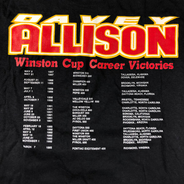 1993 DS Davey Allison Winston Cup Victories Nascar Single Stitch Shirt Size X-Large