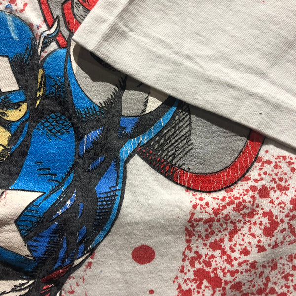 1991 Marvel Captain America All Over Print Single Stitch Shirt Size X-Large