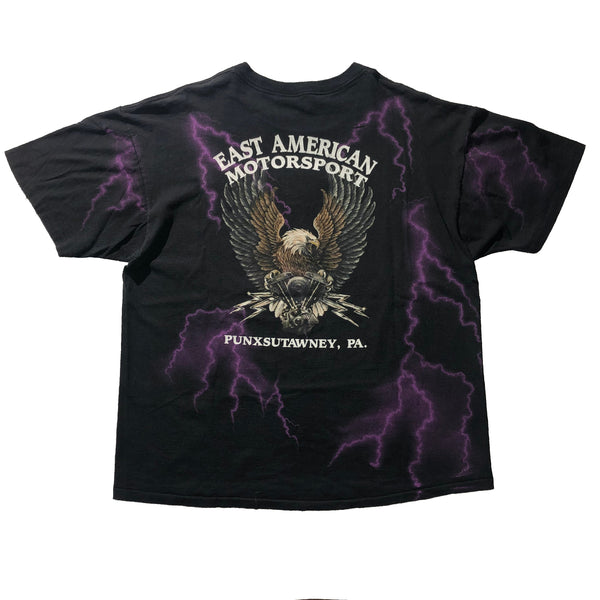 Vintage 90s American Spirit Lightning 3D Emblem All Over Print Single Stitch Shirt | Beyond 94