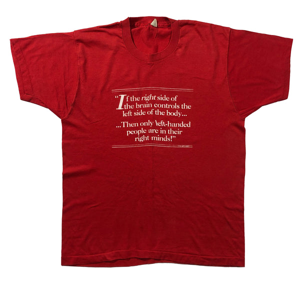 Vintage 80s Left Handed People Funny Single Stitch 50/50 Blend Shirt | Beyond 94