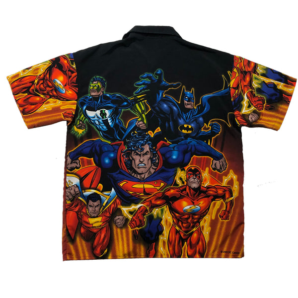 Vintage 2001 DC Comics Justice League All Over Print Button Up Shirt | Beyond 94