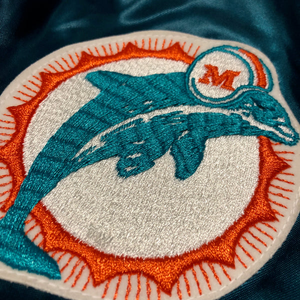 Vintage 80s Locker Line Miami Dolphins Satin Jacket Size Medium - Beyond 94