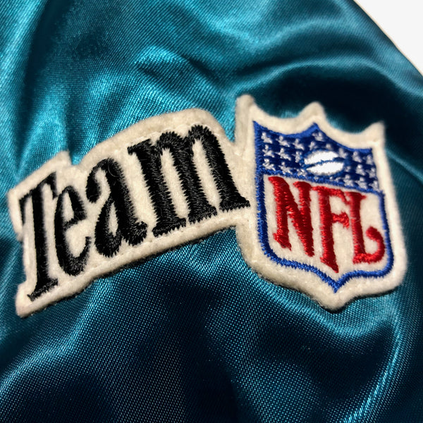 Vintage 80s Locker Line Miami Dolphins Satin Jacket Size Medium - Beyond 94