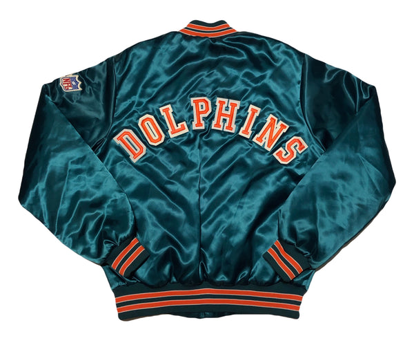 Vintage 80s Locker Line Miami Dolphins Satin Jacket Size Medium - Beyond 94