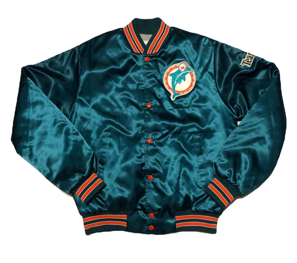 Vintage 80s Locker Line Miami Dolphins Satin Jacket Size Medium - Beyond 94