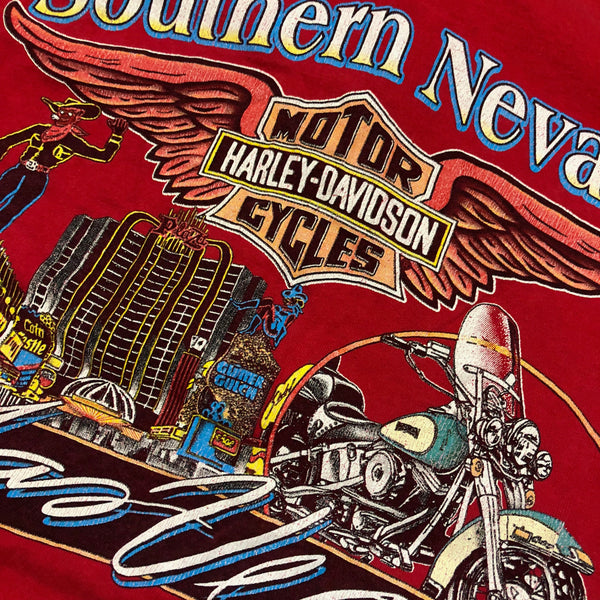 1991 Harley Davidson Las Vegas Single Stitch Henley Shirt Size X-Large - Beyond 94