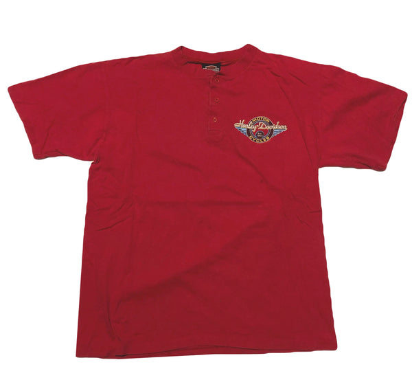 1991 Harley Davidson Las Vegas Single Stitch Henley Shirt Size X-Large - Beyond 94