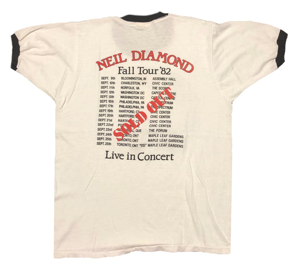 1982 Neil Diamond World Tour Ringer Shirt Size Large - Beyond 94