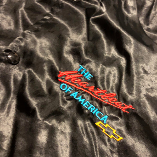 Vintage 80s The Heartbeat of America Chevrolet Satin Jacket Size Medium - Beyond 94