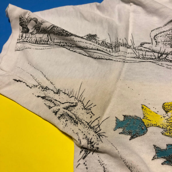 Vintage 90s Ocean Life All Over Print Single Stitch Shirt Size X-Large - Beyond 94