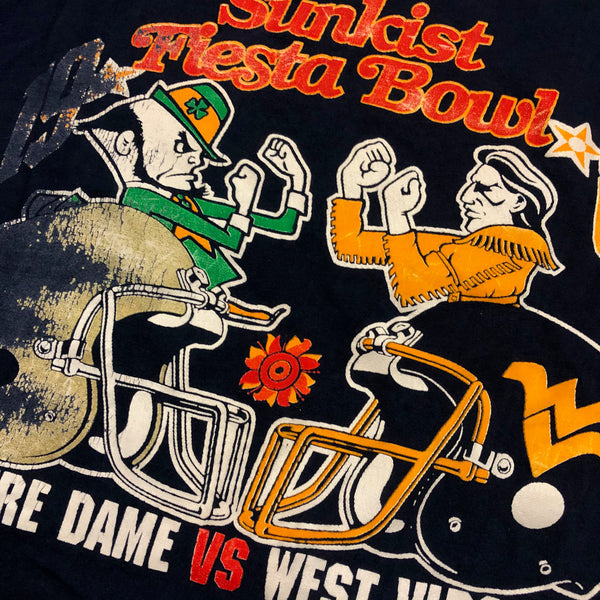 1989 Notre Dame vs WVU Sunkist Fiesta Bowl Single Stitch Shirt Size Large