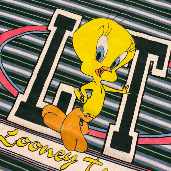 1996 Looney Tunes Tweety Bird Striped Shirt Size Large